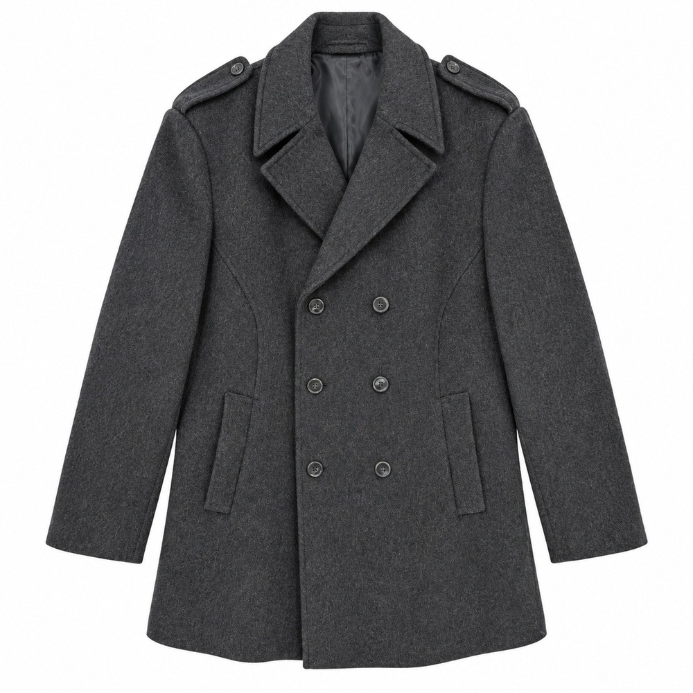 VTG 90s Virany Overcoat Mens 44 Gray 100% Wool Double Breasted Classic Tailored
